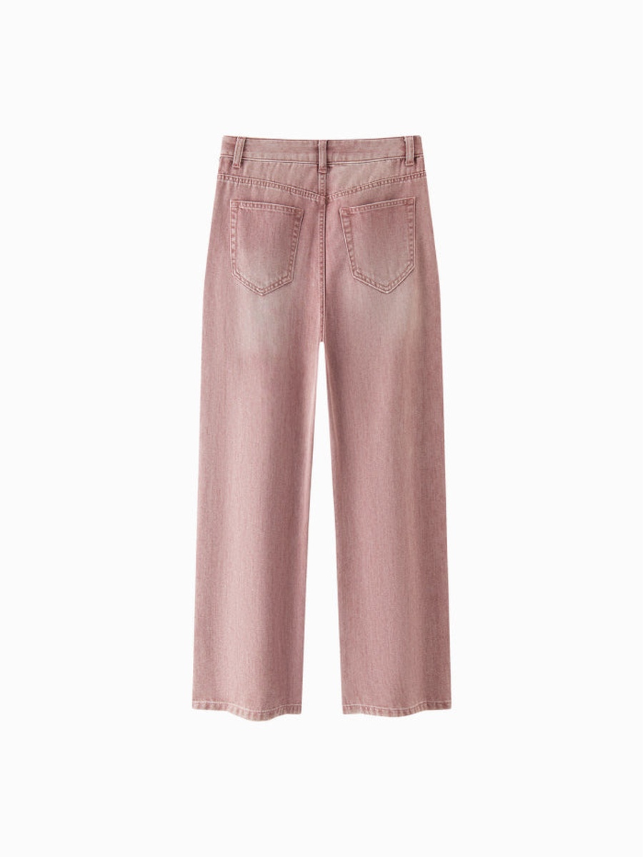Women Straight Wide-Leg Jeans with Faded Detail
