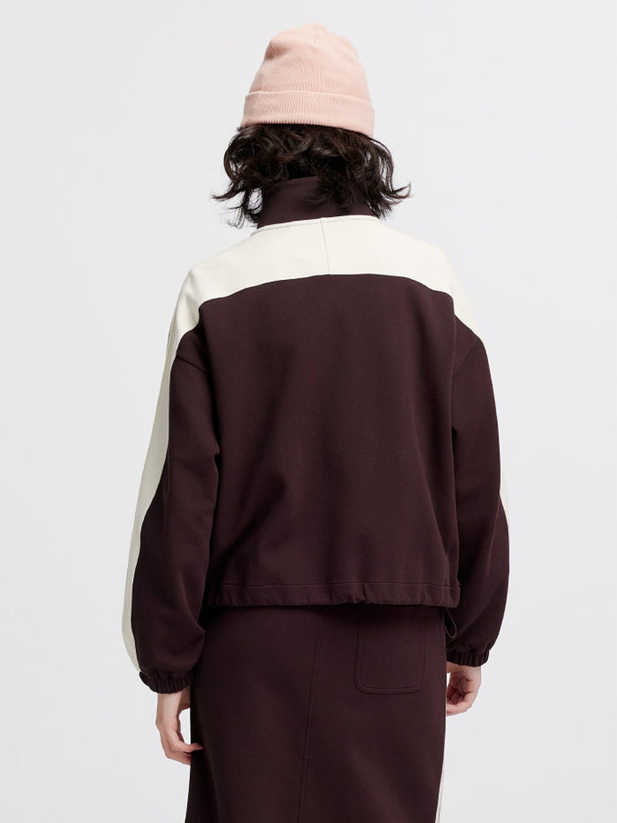 Women Zip Up Track Jacket with Contrast Panel