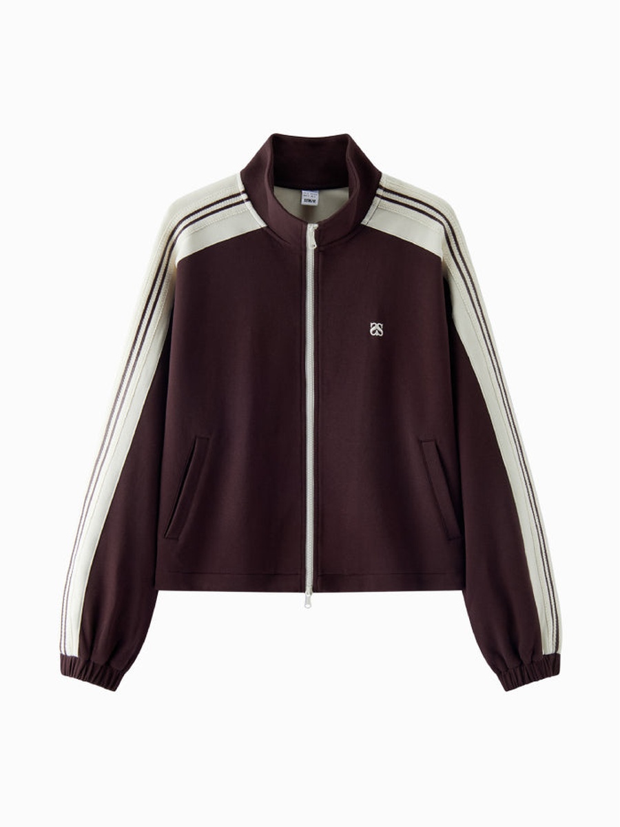 Women Zip Up Track Jacket with Contrast Panel