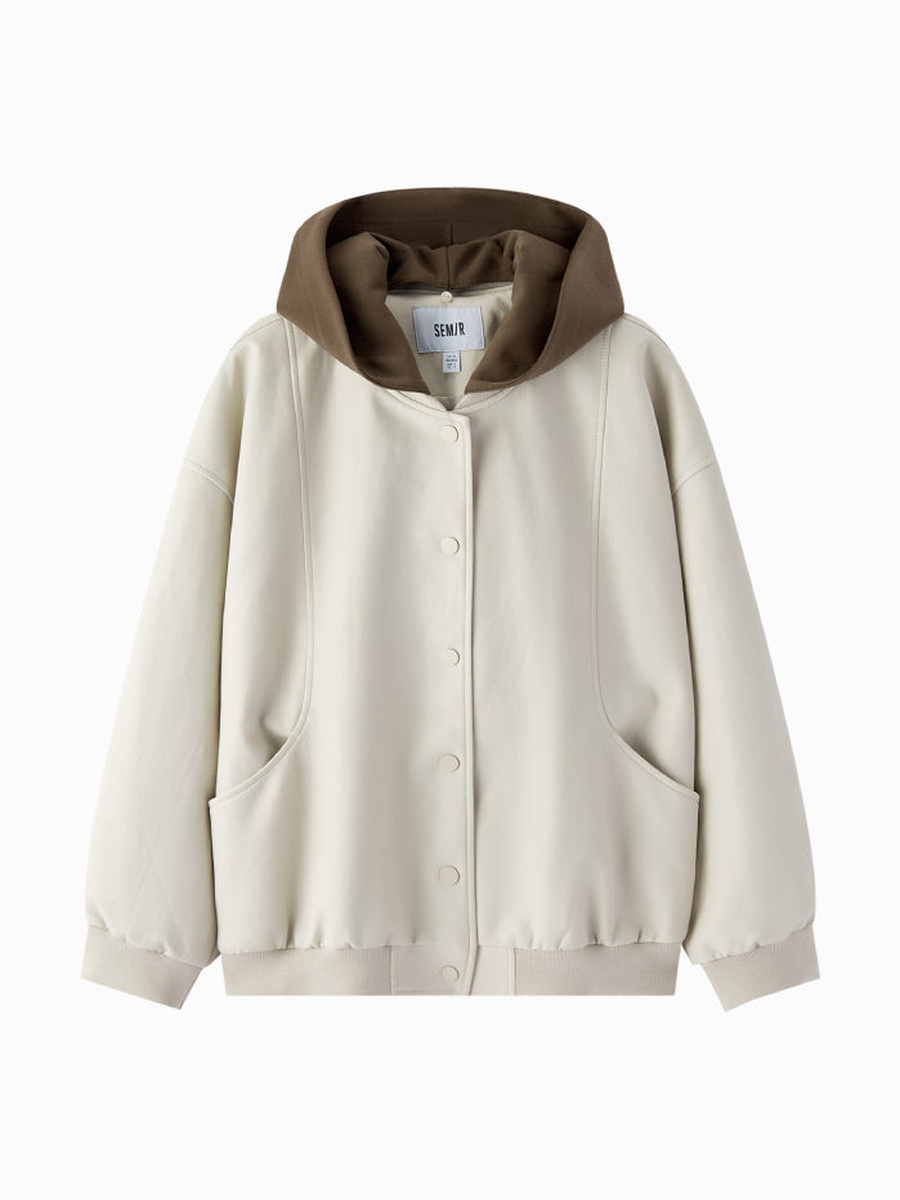 Women Hooded Jacket with Snap Buttons