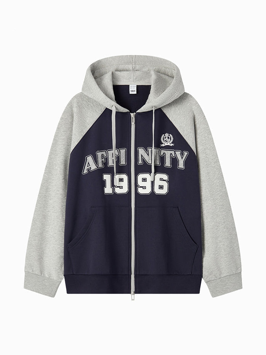 Women Zip-Through Hoodie with Embroidery