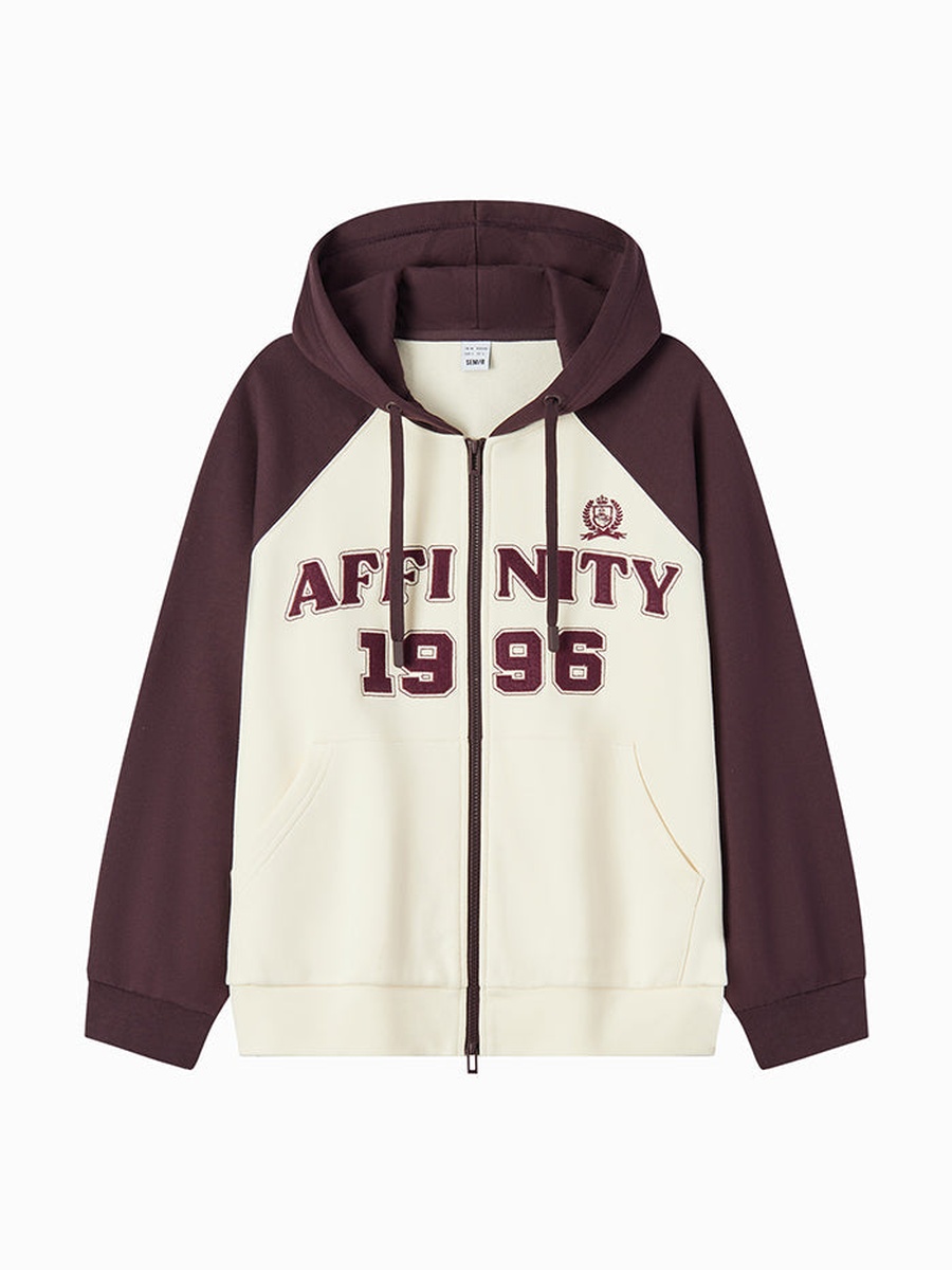 Women Zip-Through Hoodie with Embroidery