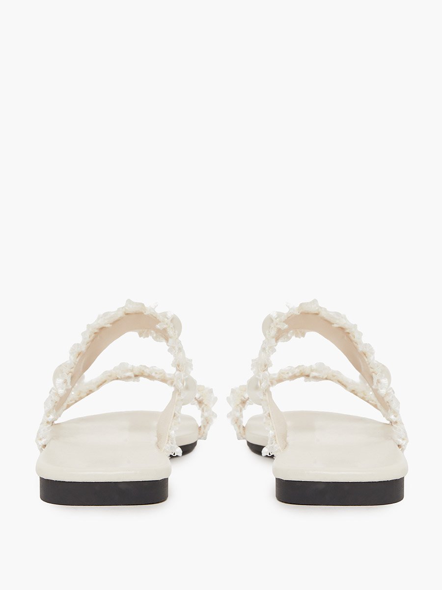 Beige Pearl Embellished Slides