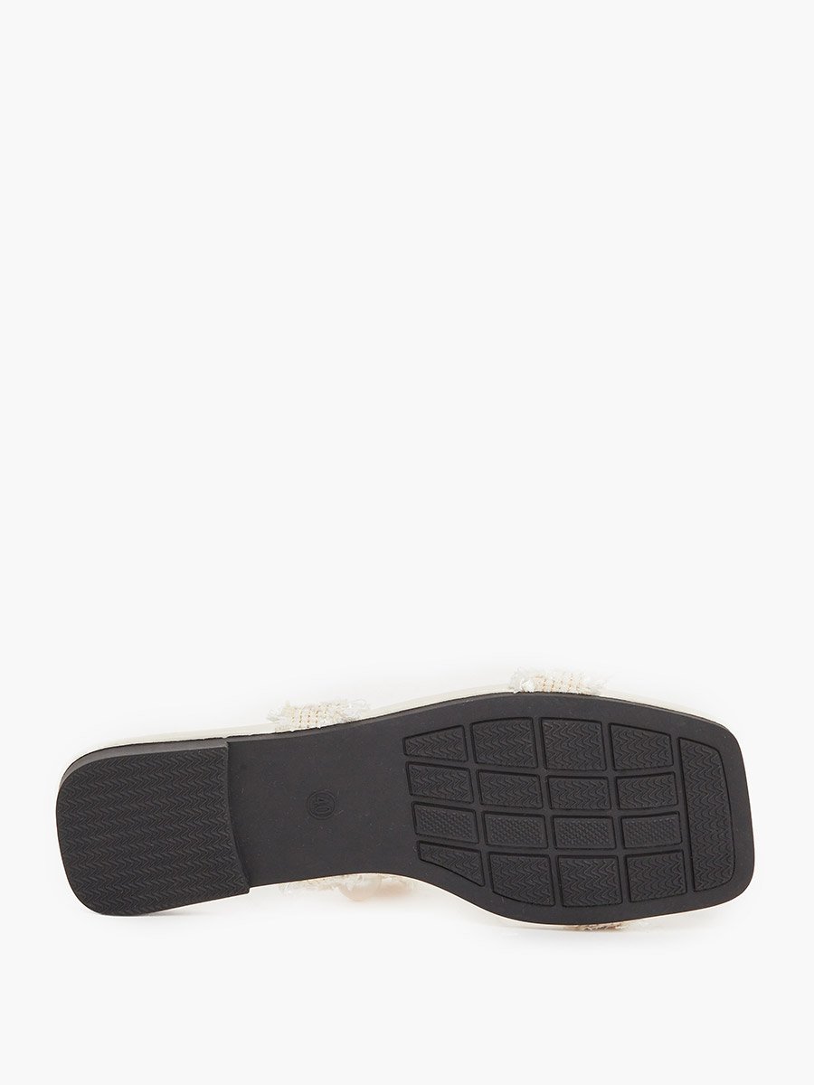 Beige Pearl Embellished Slides
