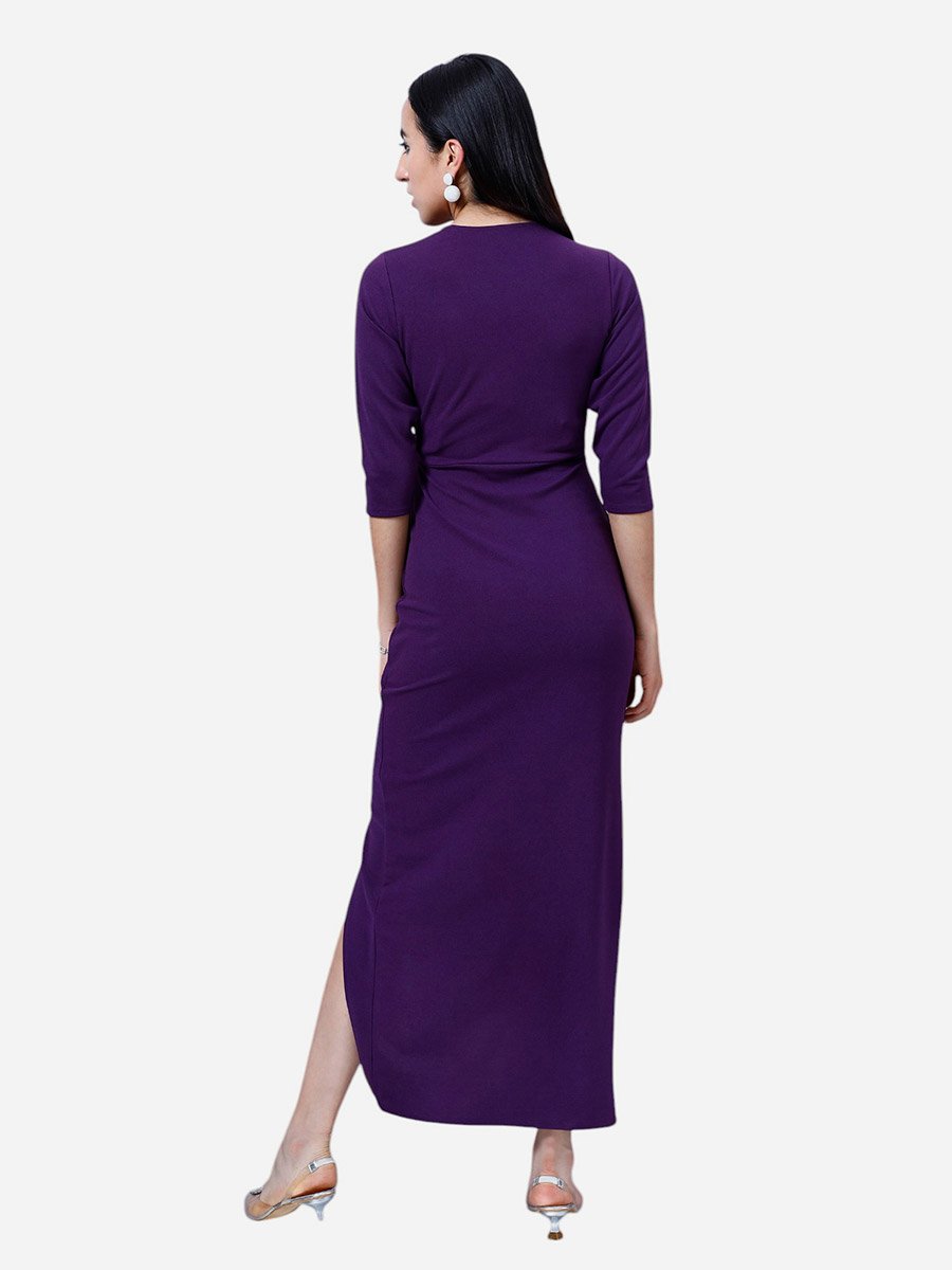 Purple Embellished Wrap Maxi Dress