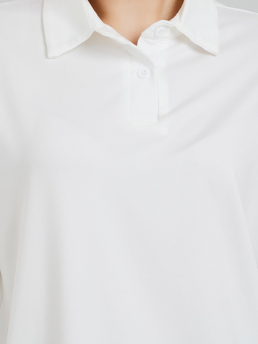 White Short Sleeve Knitted Polo T-Shirt