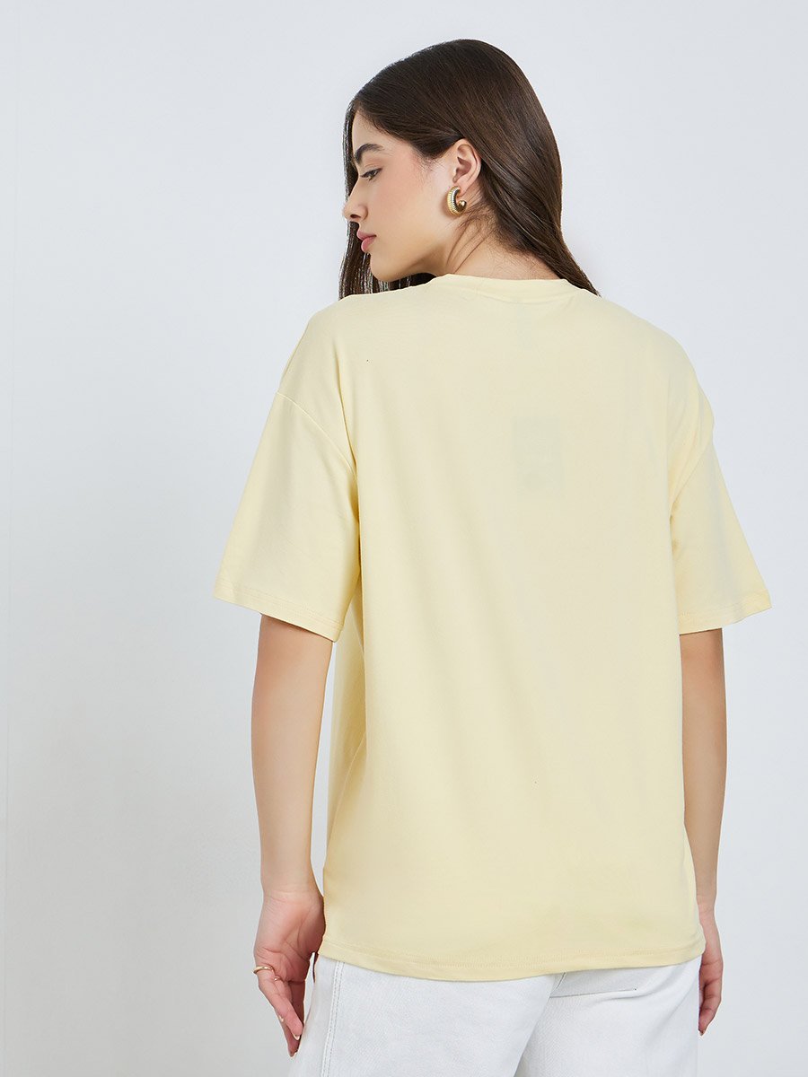Yellow Graphic Print Oversized T-Shirt