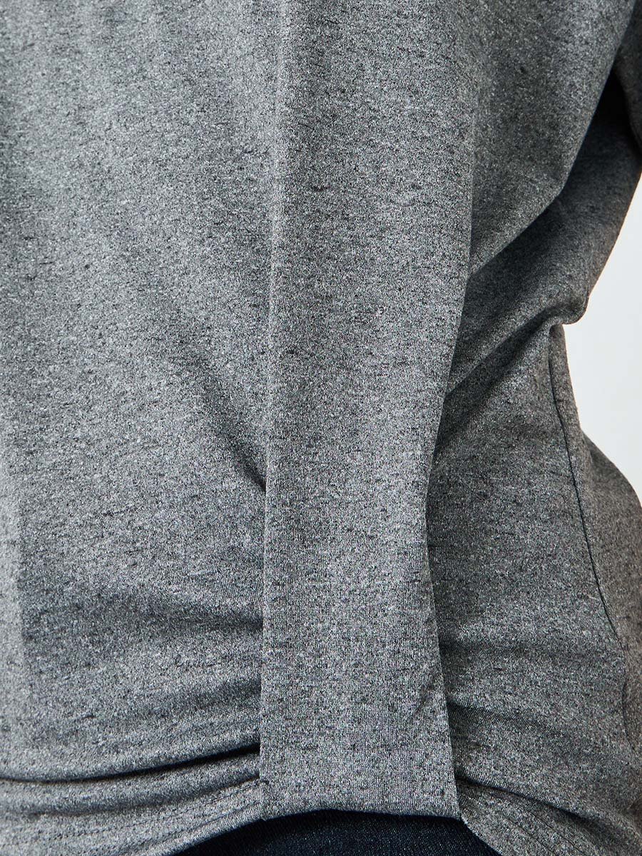 Grey Twisted Hem T-Shirt with Contrast Neckline