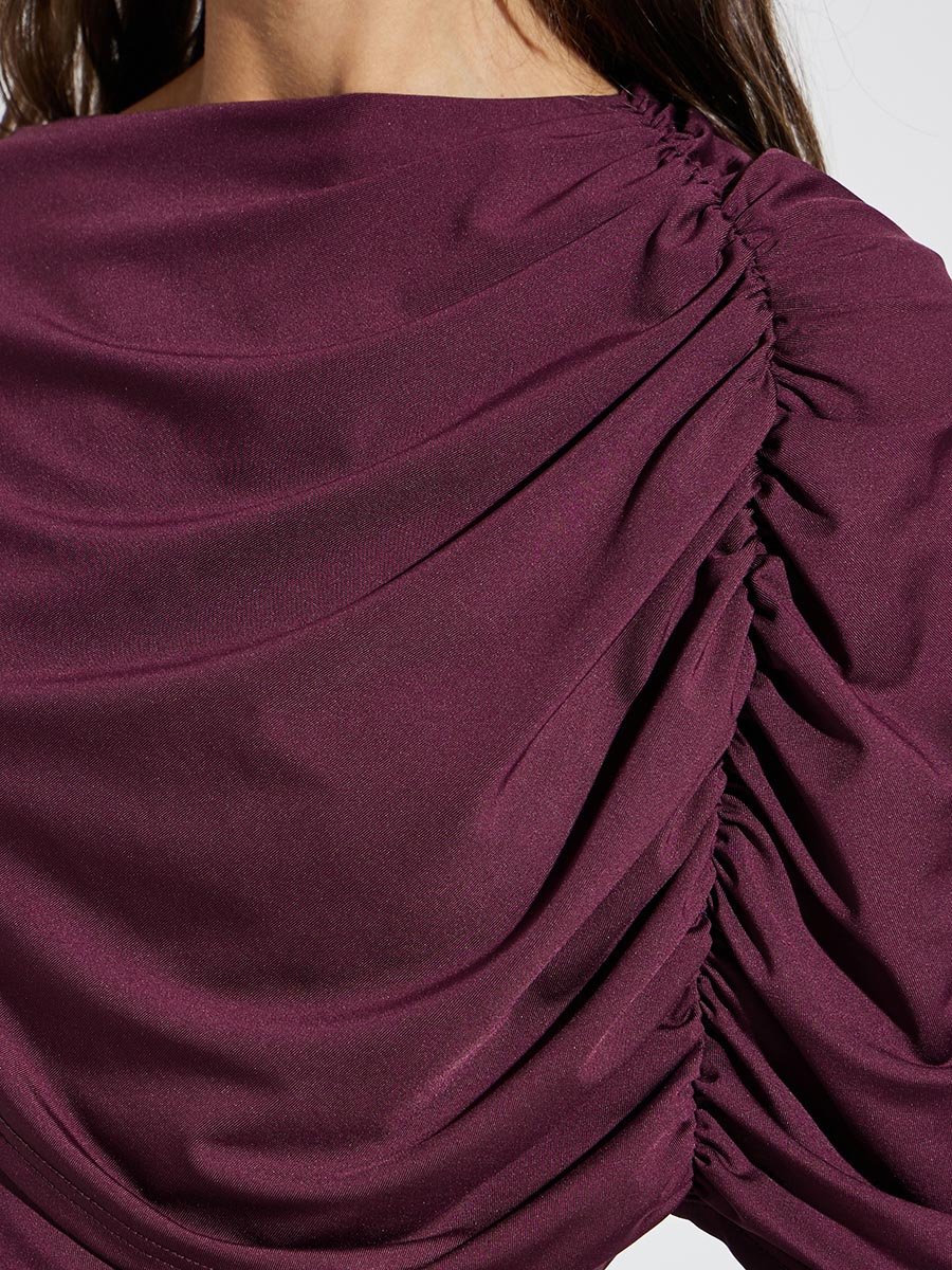 Purple Ruched Draped Maxi Dress