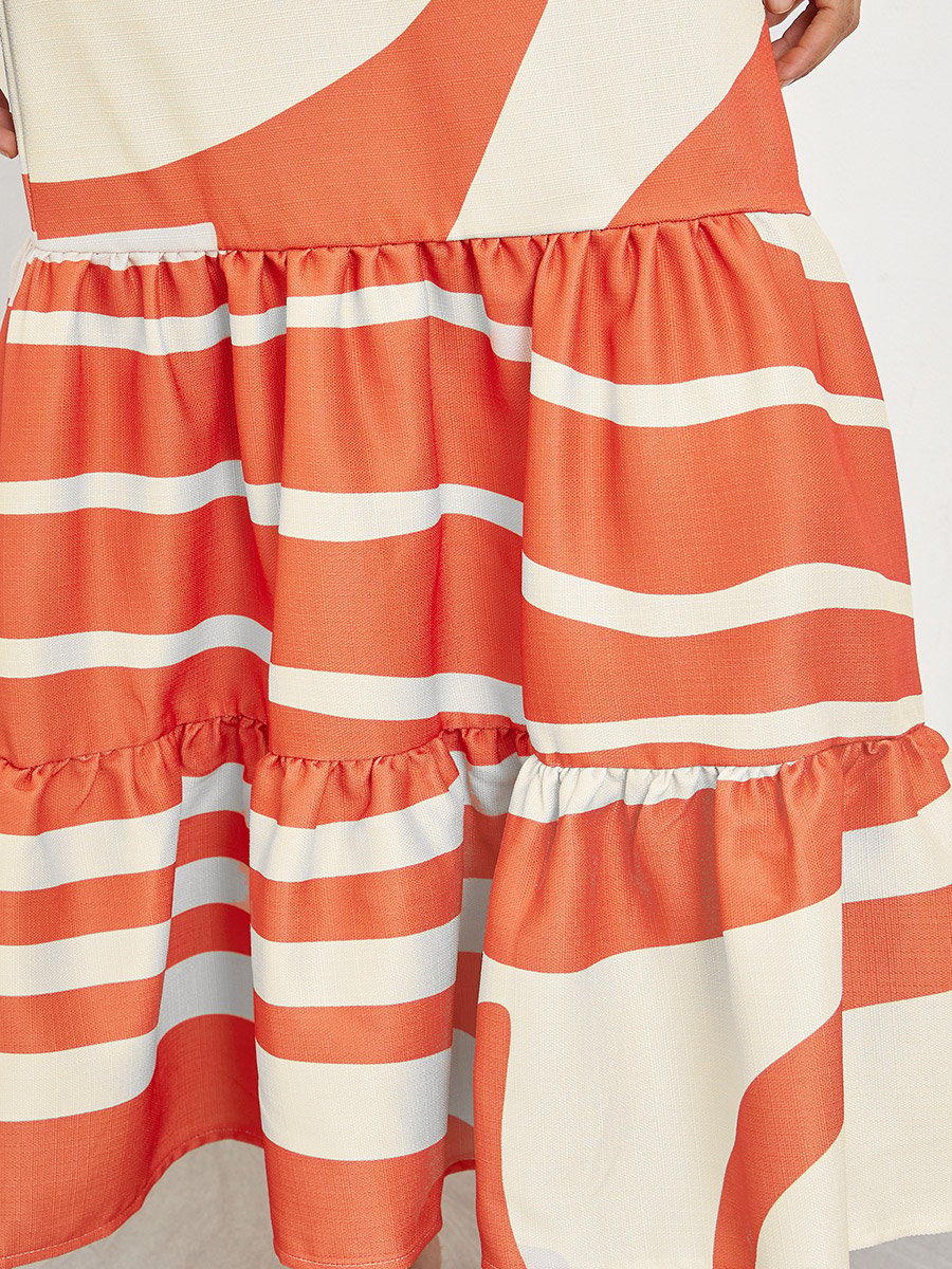 Square Neck Printed Shift Maxi Dress