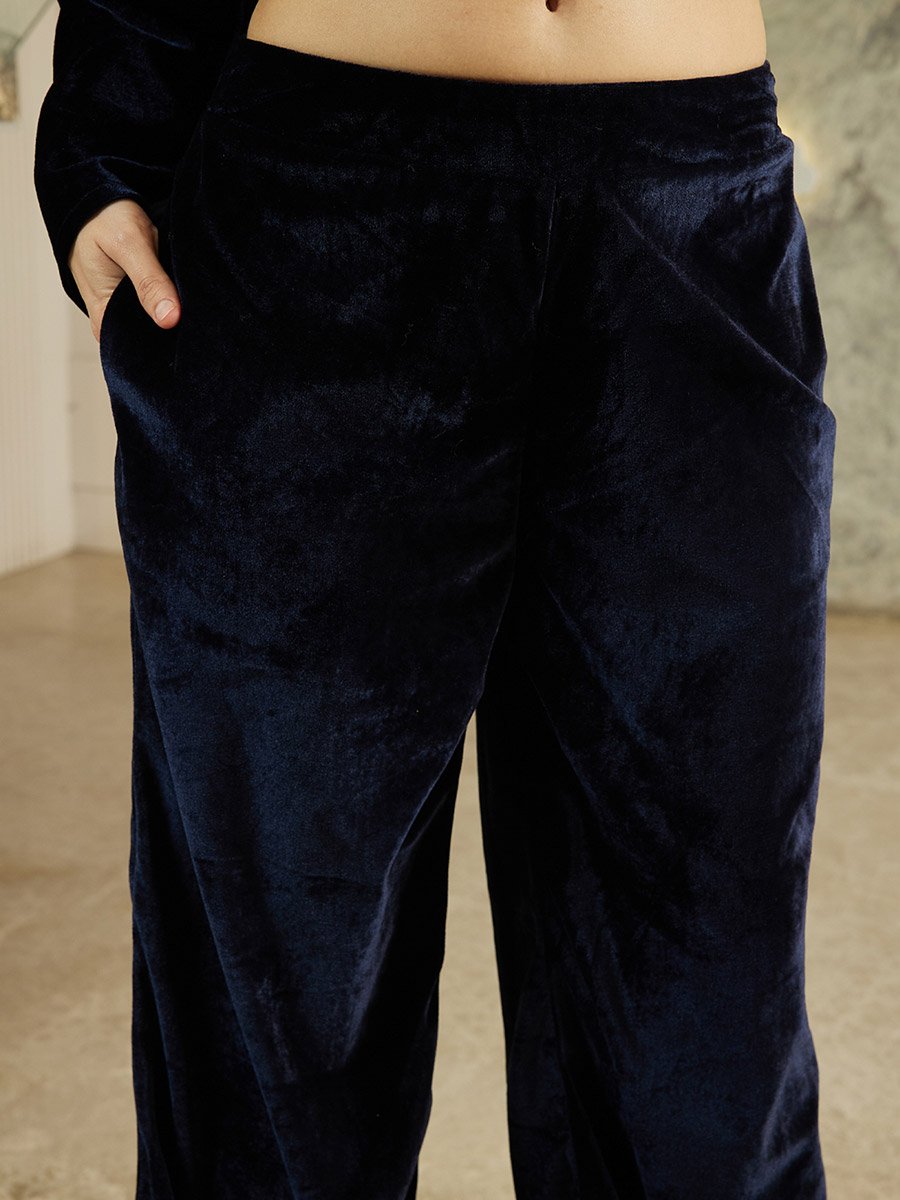 Navy Blue Velvet Look Tunic and Pants Co-ords