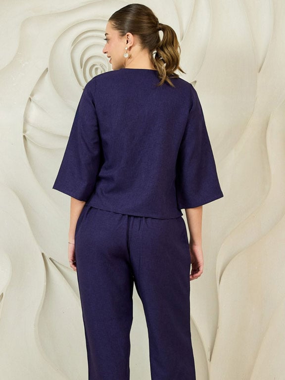 Navy Embellished Top and Pants Co-ords