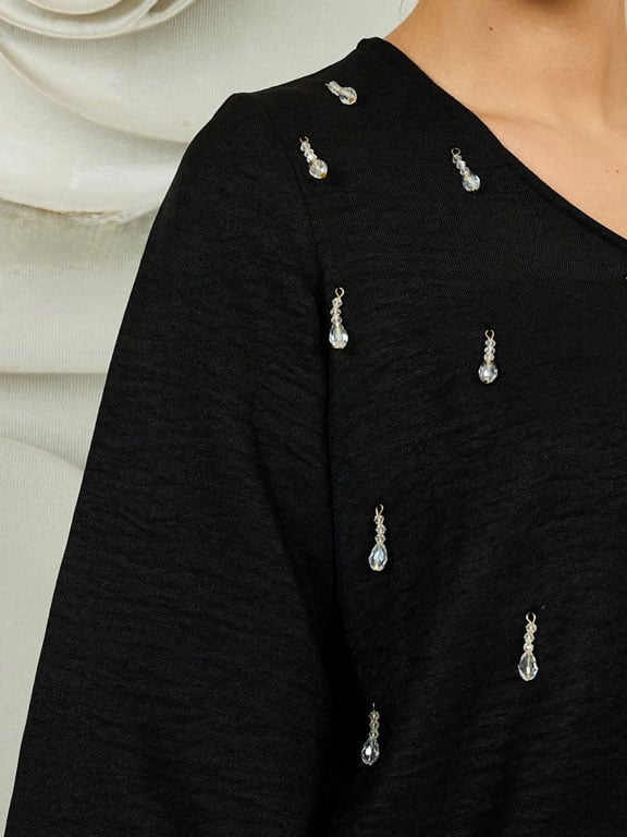 Black Embellished Top and Pants Co-ords