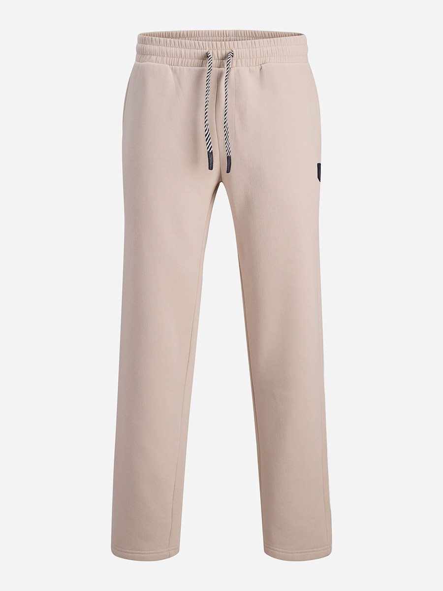 Cream Cotton Blend Solid Joggers