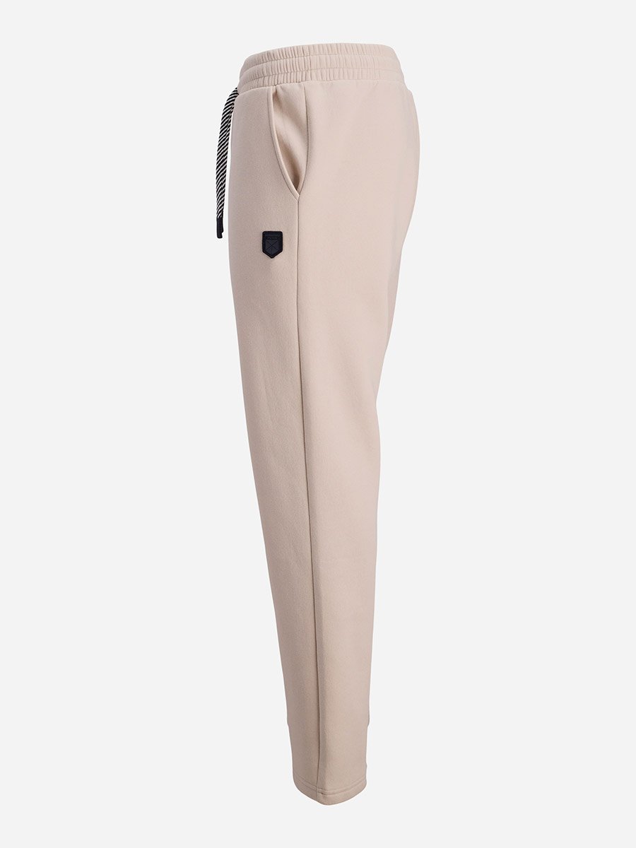 Cream Cotton Blend Solid Joggers