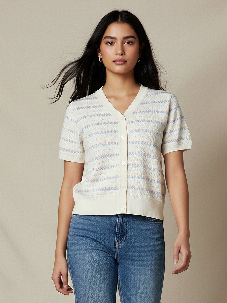 Regular Fit Cardigan with Stripes