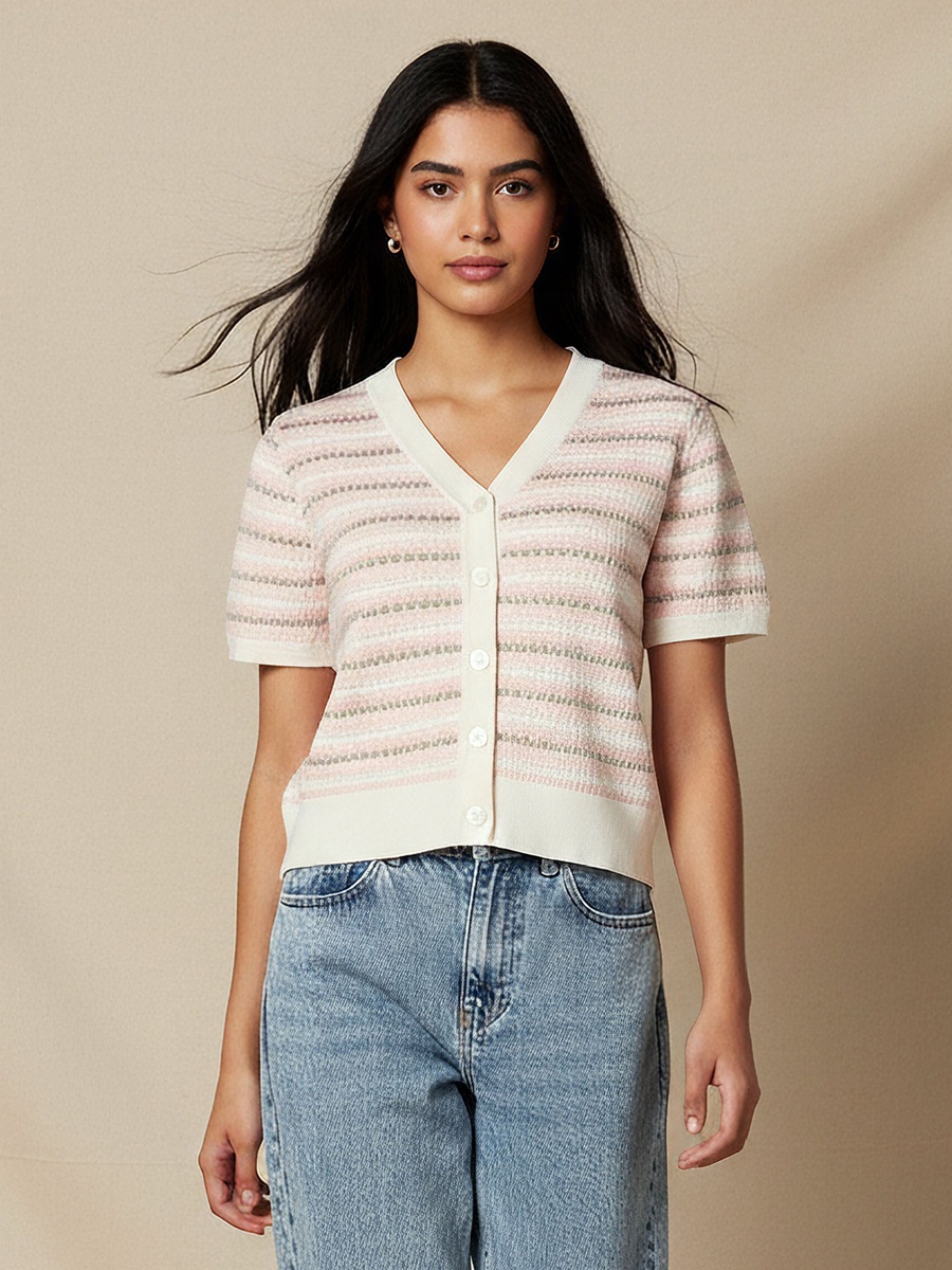 Regular Fit Cardigan with Stripes