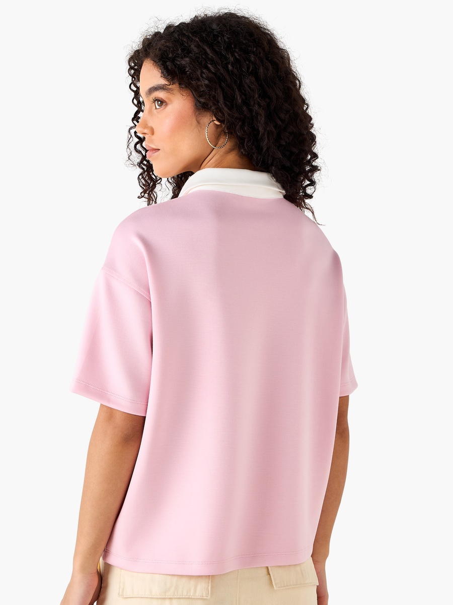 Cropped Cotton Polo T-Shirt with Snoopy Print