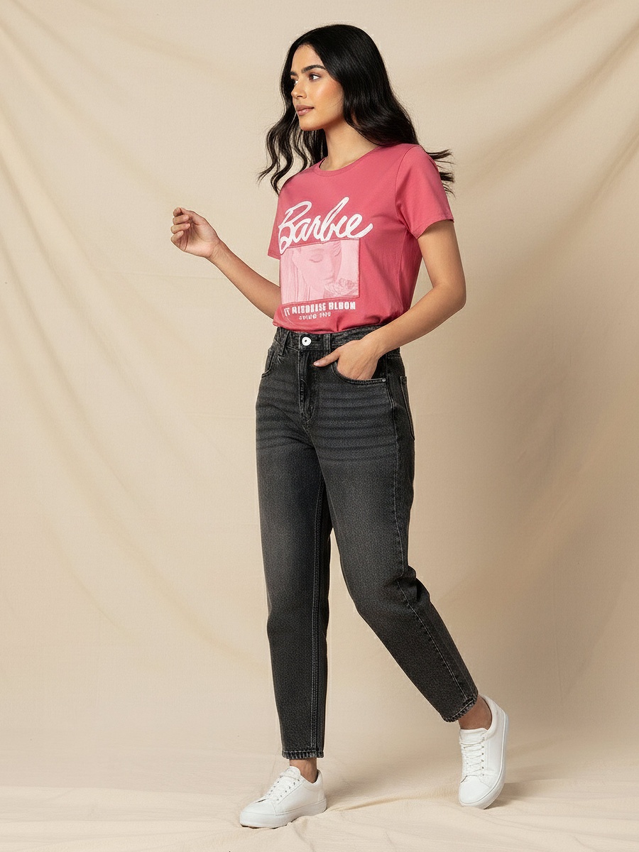 Cotton T-Shirt with Barbie Print