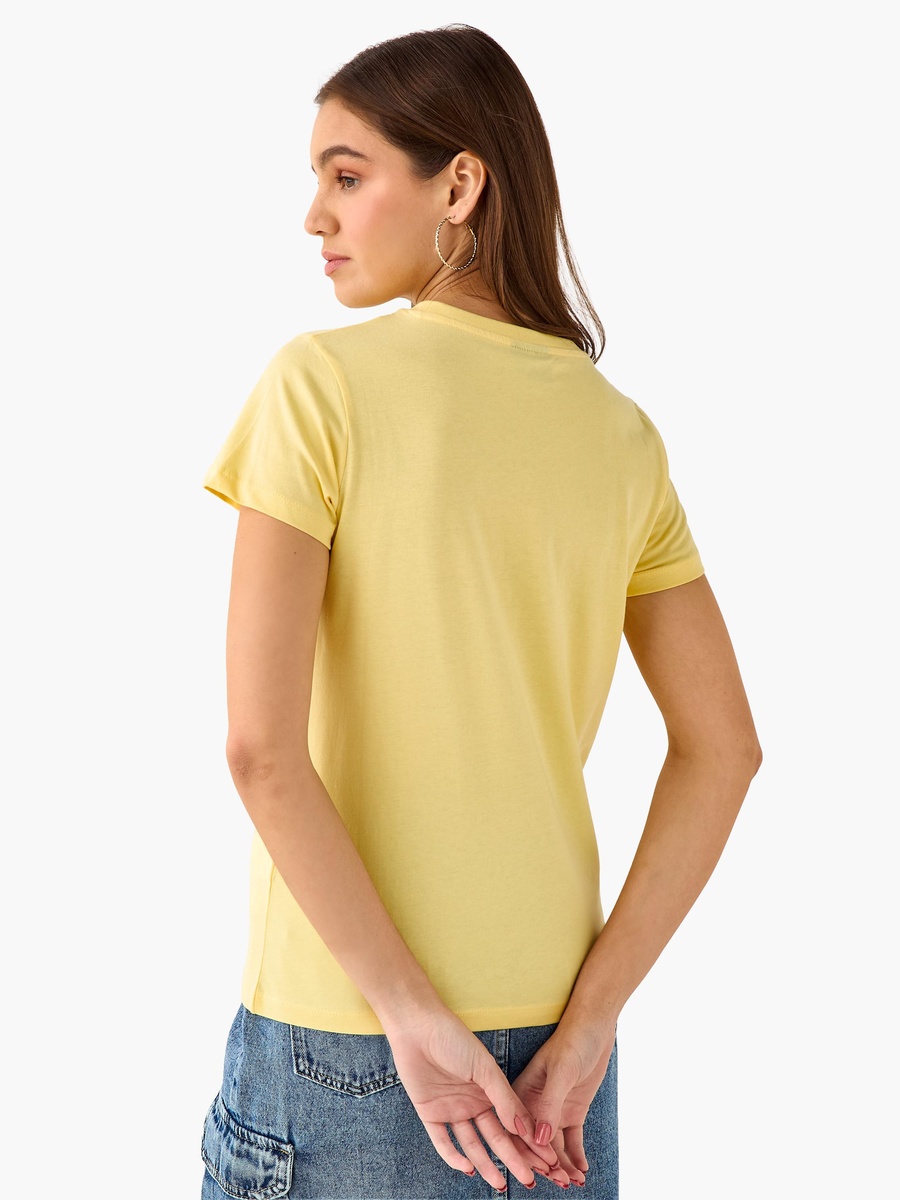Regular Fit Cotton T-Shirt with Mickey and Minnie Mouse Print