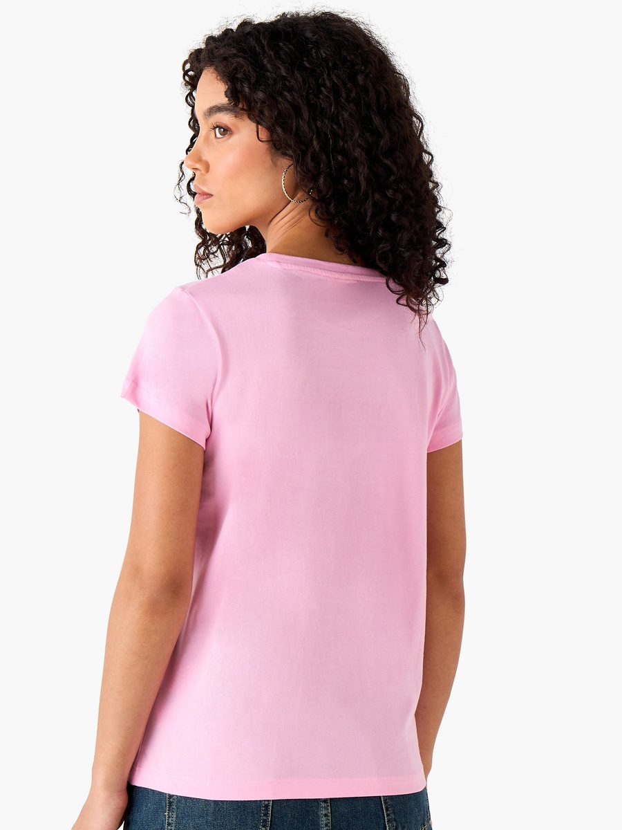 Regular Fit Cotton T-Shirt with Stitch Print