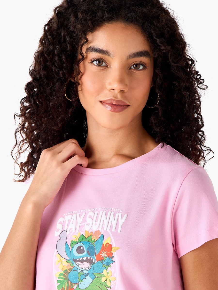 Regular Fit Cotton T-Shirt with Stitch Print