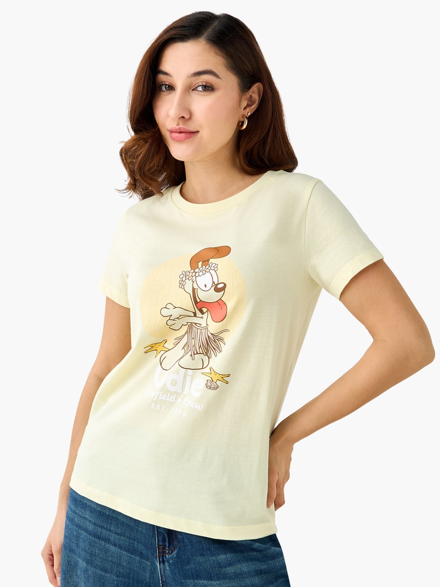 Cotton T-Shirt with Odie Print