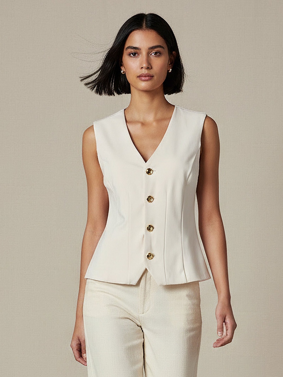 Regular Fit Vest Top with Pintuck Design