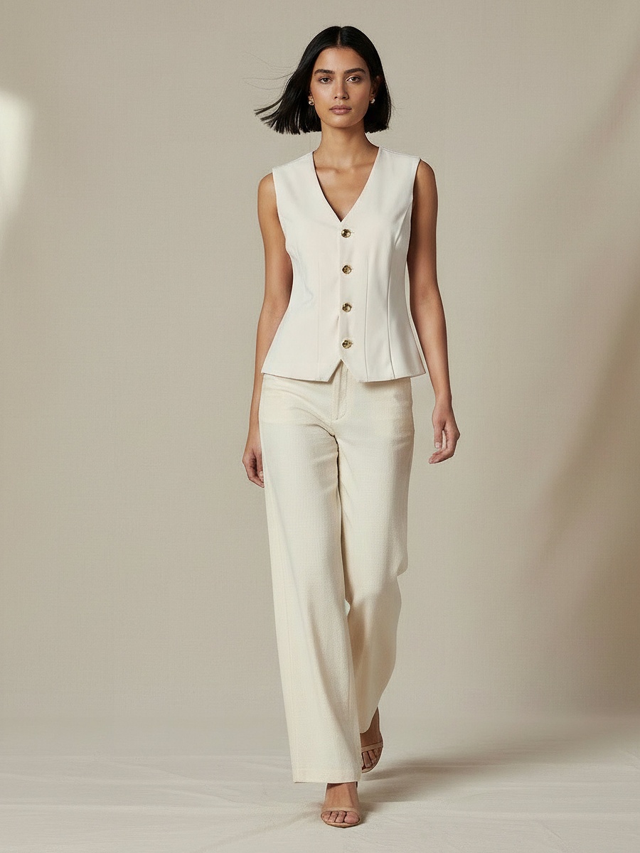 Regular Fit Vest Top with Pintuck Design
