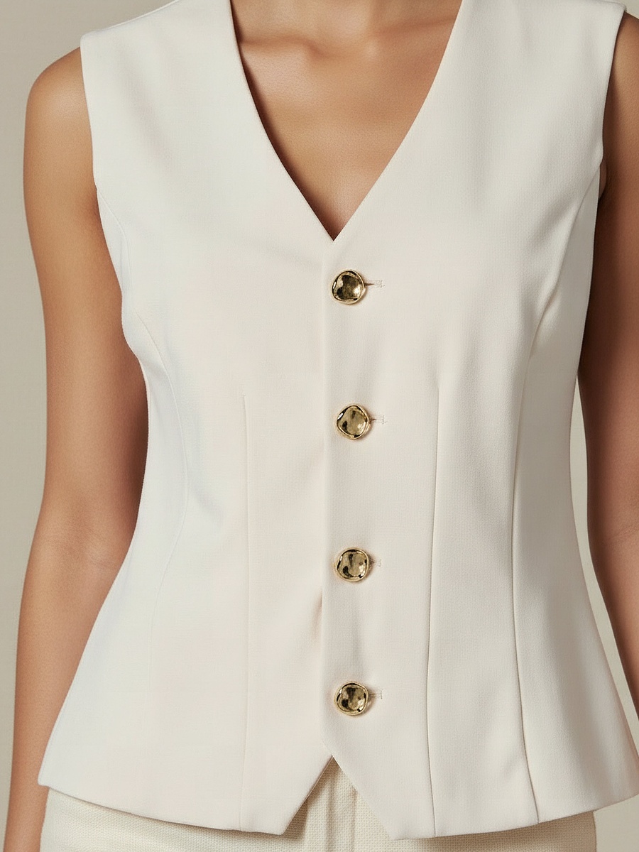Regular Fit Vest Top with Pintuck Design