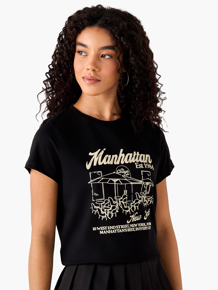 Regular Fit Cotton T-Shirt with Typographic Print