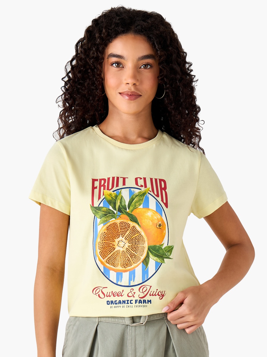 Regular Fit Cotton T-Shirt with Typographic Print