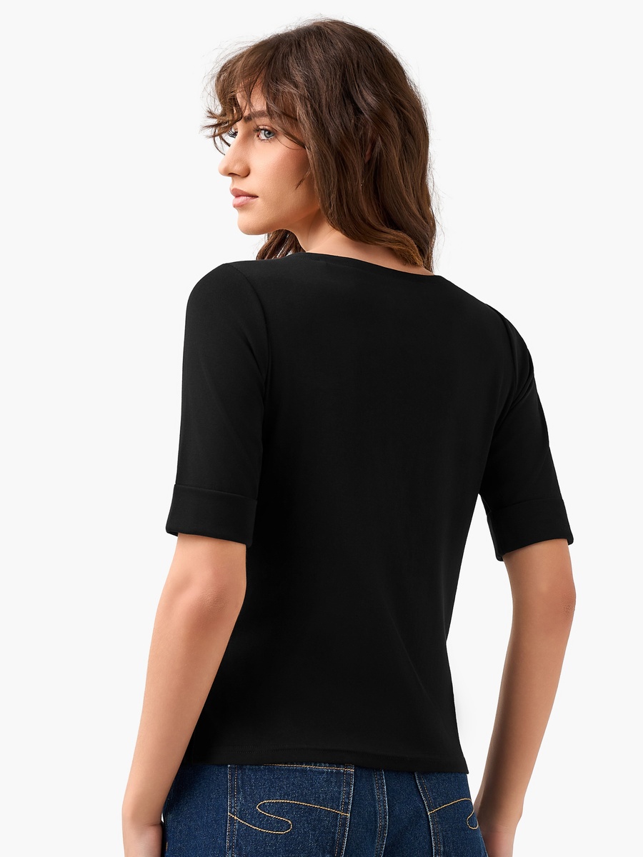 Regular Fit T-Shirt with Boat Neck