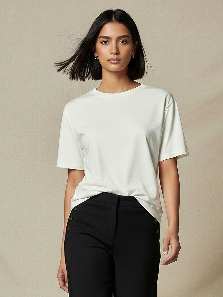 Regular Fit Cotton T-Shirt with Side Slits