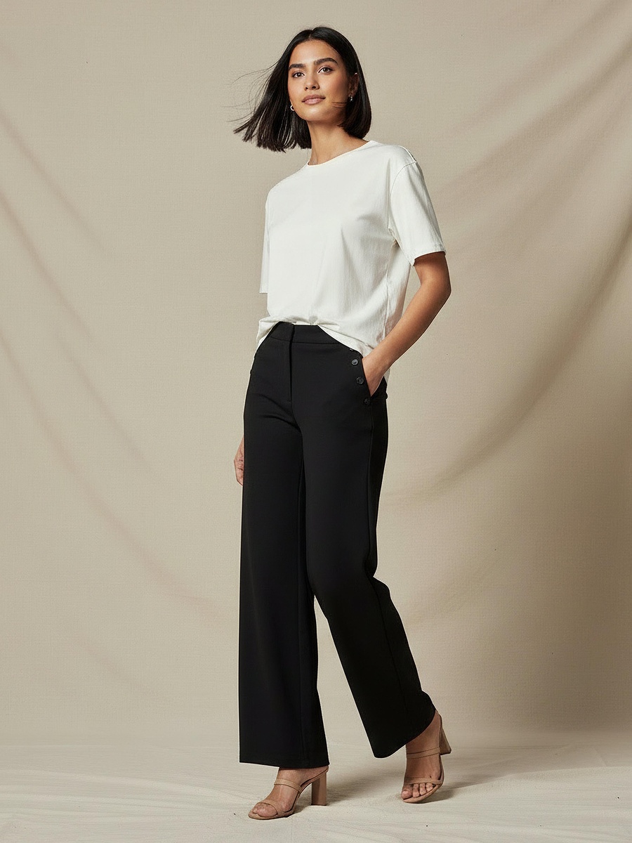 Regular Fit Cotton T-Shirt with Side Slits