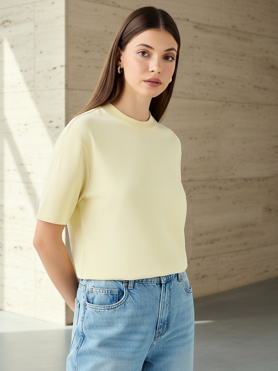 Regular Fit Cotton T-Shirt with Side Slits