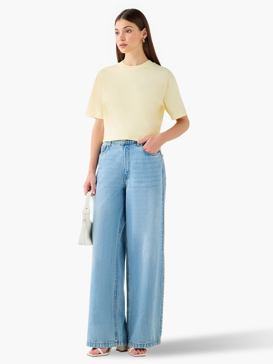 Regular Fit Cotton T-Shirt with Side Slits