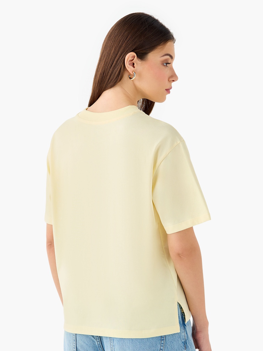 Regular Fit Cotton T-Shirt with Side Slits