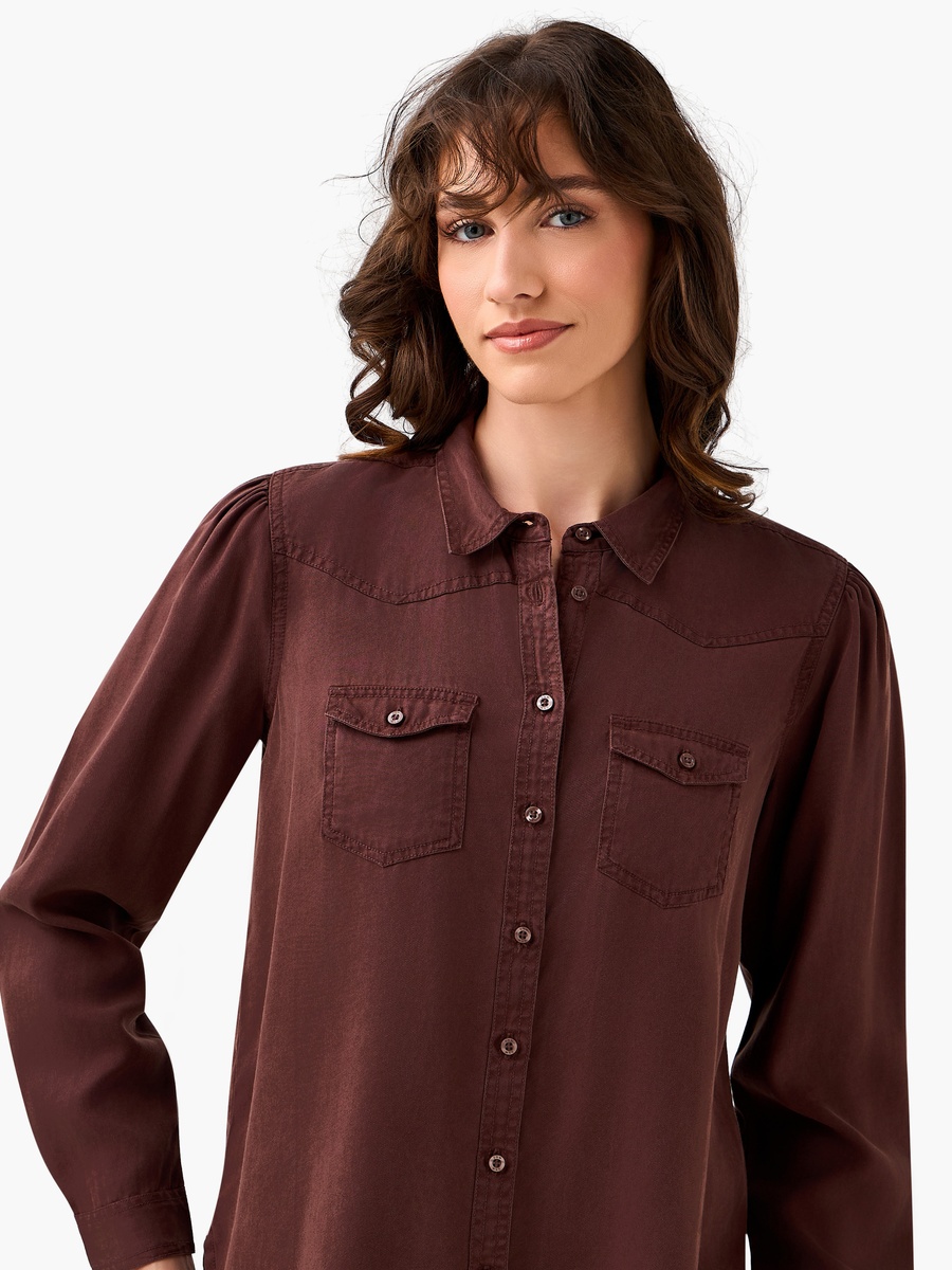 Regular Fit Lyocell Denim Shirt with Pockets