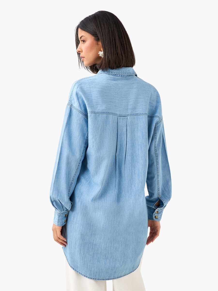 Longline Shirt with Chest Pocket