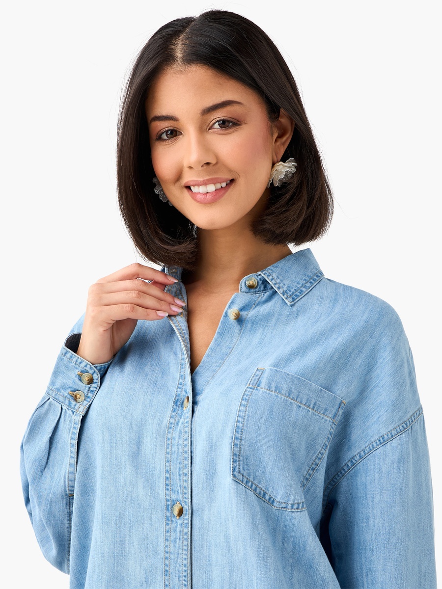 Longline Shirt with Chest Pocket