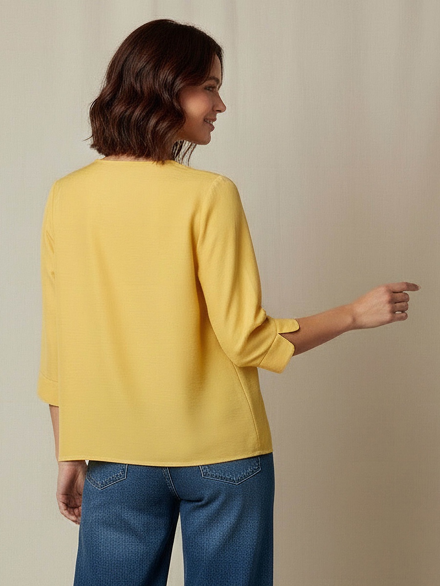 Button Applique Top with V Neck