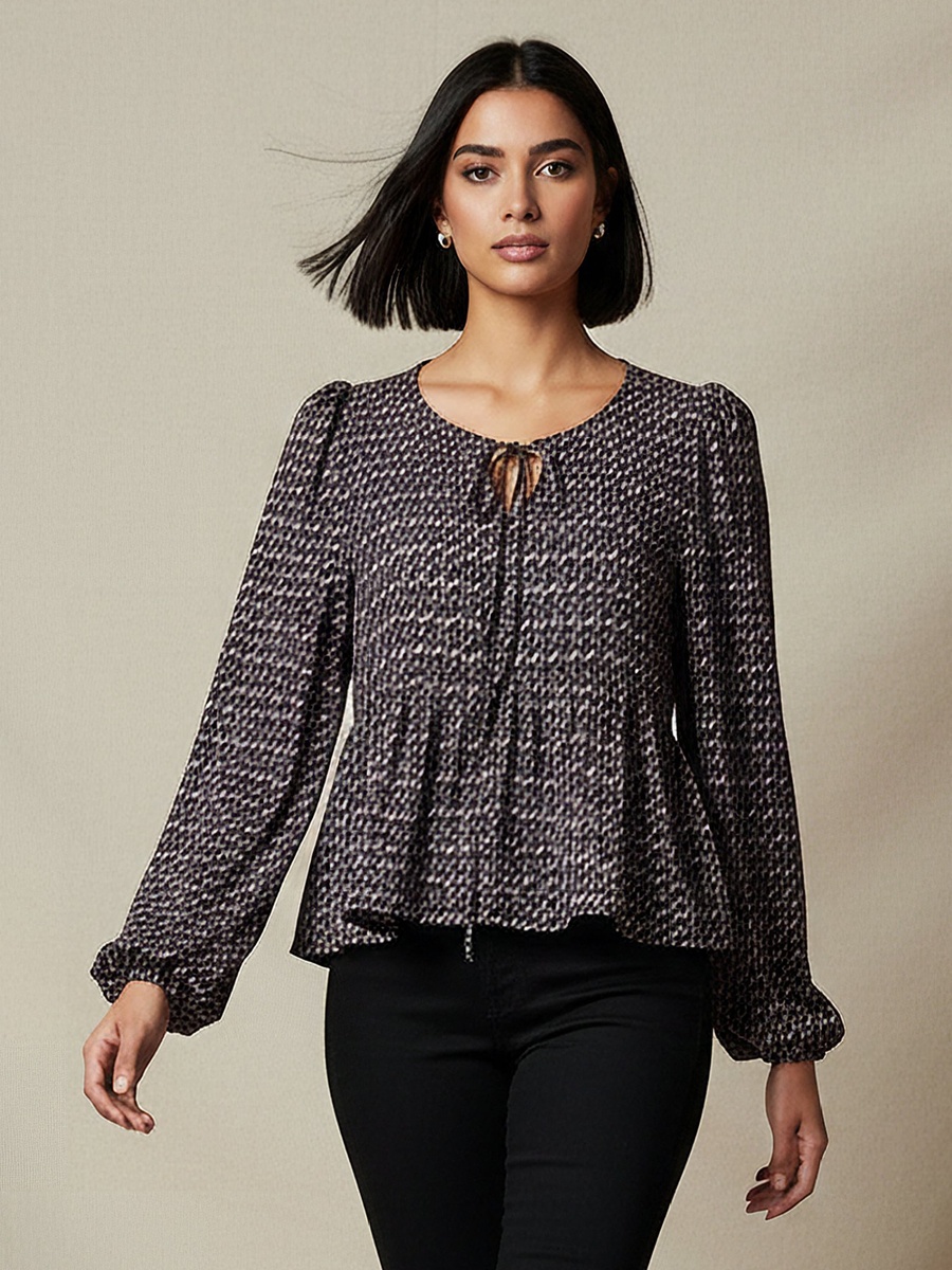 Regular Fit Top with Geometric Print