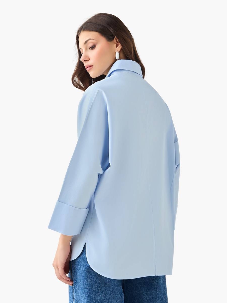 Cotton Oversized Shirt with 3/4 Sleeves