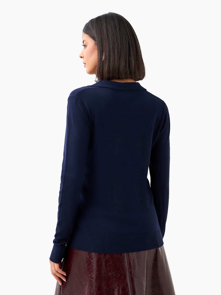 Regular Fit Collared Tricot Sweater