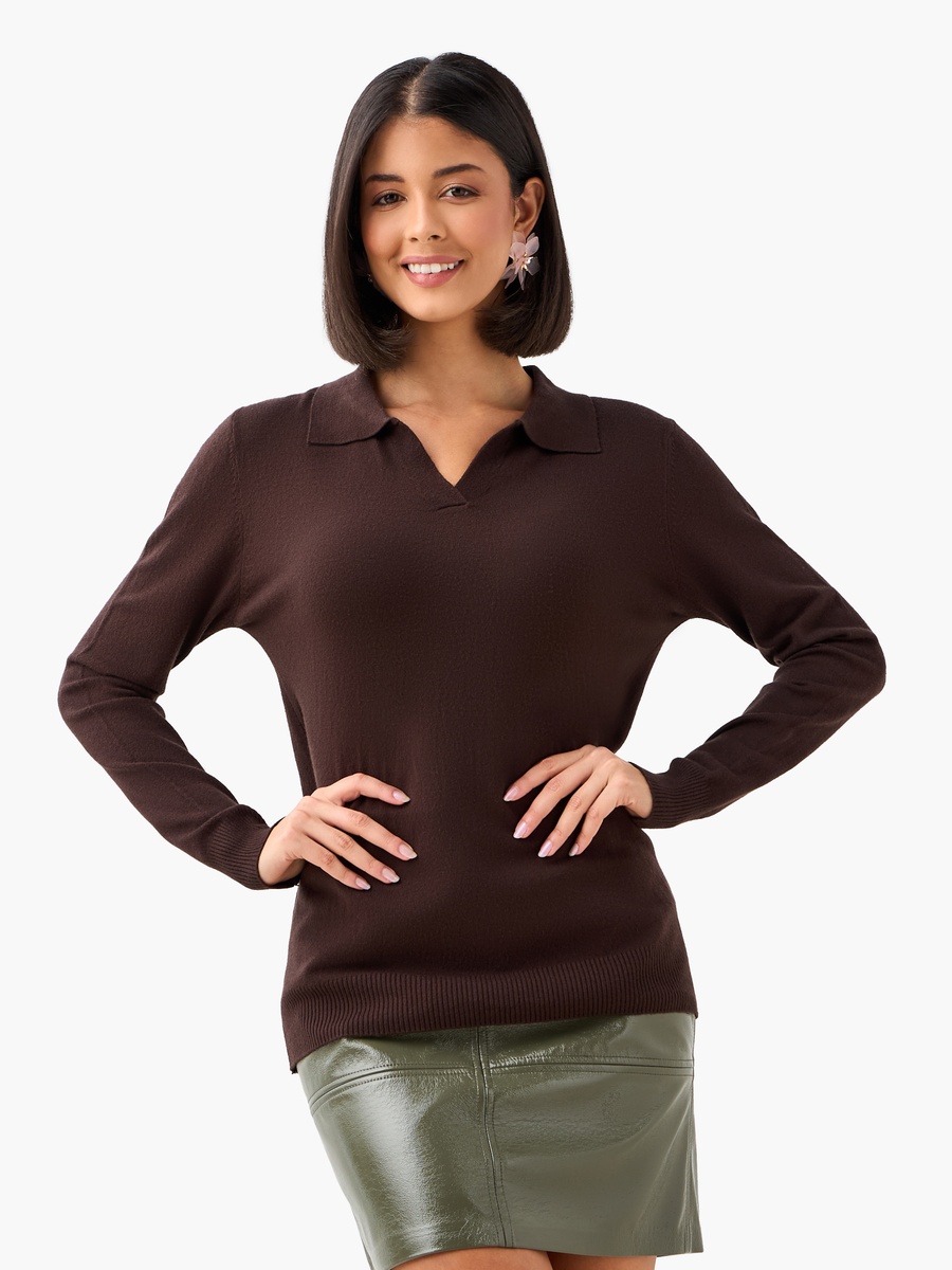 Regular Fit Collared Tricot Sweater