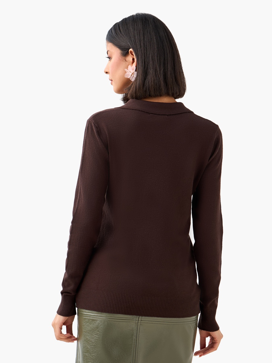 Regular Fit Collared Tricot Sweater