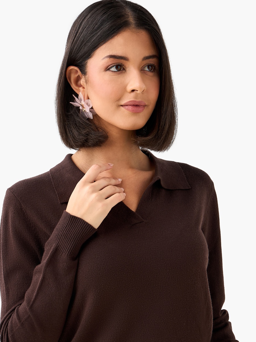 Regular Fit Collared Tricot Sweater