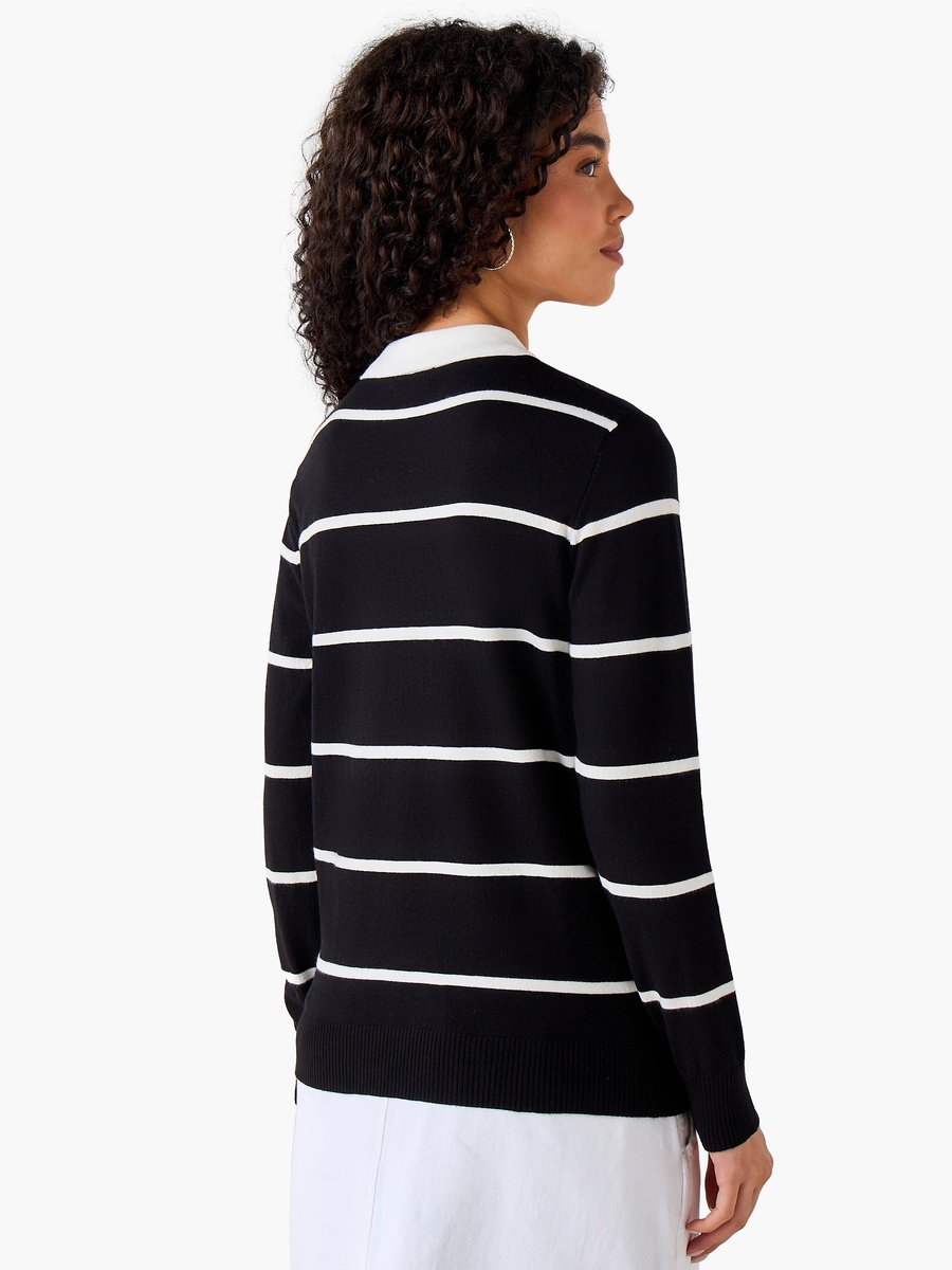 Regular Fit Striped Collared Tricot Sweater