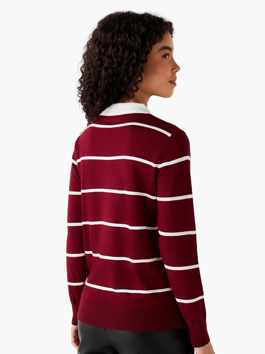 Regular Fit Striped Collared Tricot Sweater